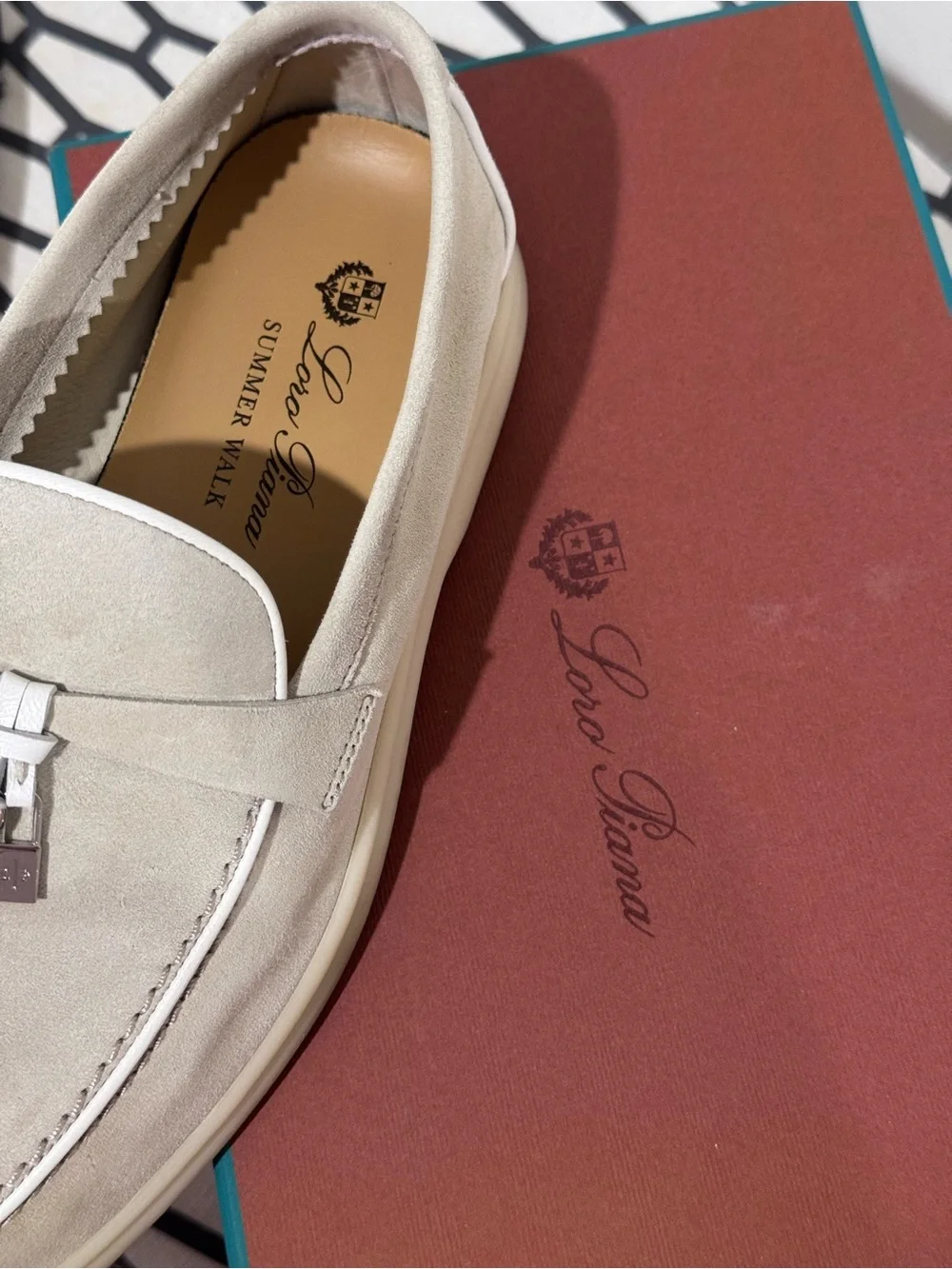 Loro Piana Summer Walk Suede Loafers in Light Beige